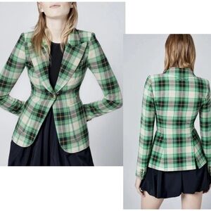 Smythe Green Black Grass Seersucker Plaid Duchess Patch Pocket Blazer Jacket 4